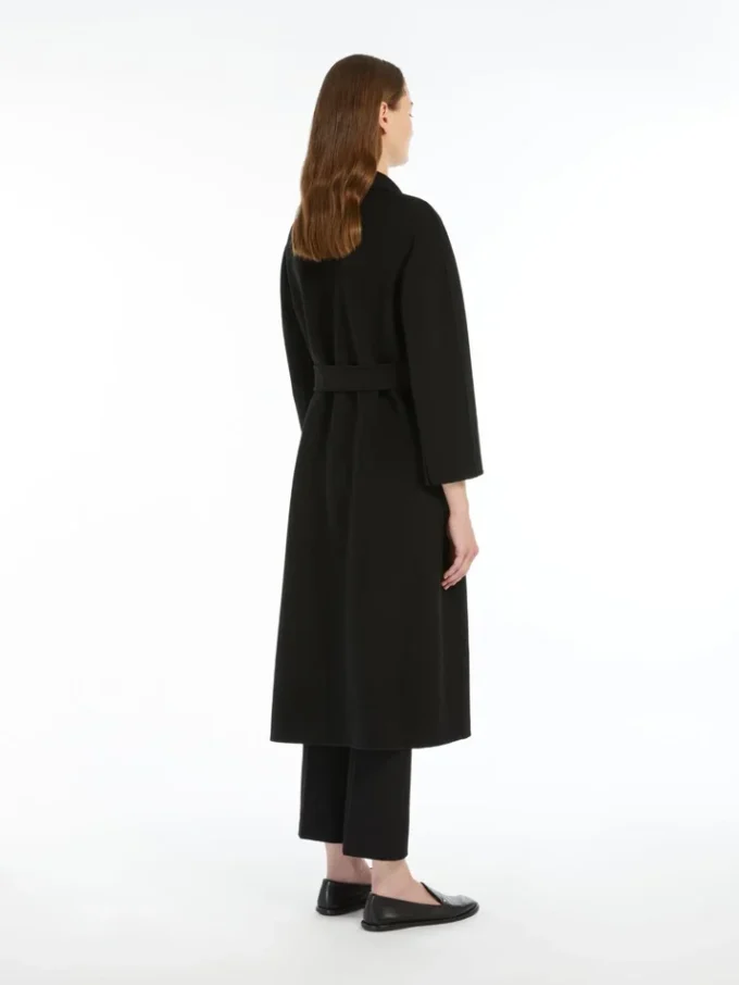 Manteau midi en laine peignée, noir Manteau midi en laine peignée, noir