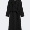 Manteau midi en laine peignée, noir Manteau midi en laine peignée, noir