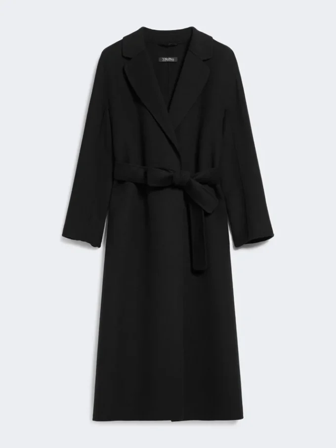 Manteau midi en laine peignée, noir Manteau midi en laine peignée, noir
