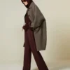 Manteau oversize en laine double, couleur tourterelle