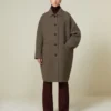 Manteau oversize en laine double, couleur tourterelle