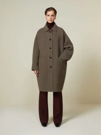 Manteau oversize en laine double, couleur tourterelle Manteau oversize en laine double, couleur tourterelle