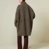Manteau oversize en laine double, couleur tourterelle