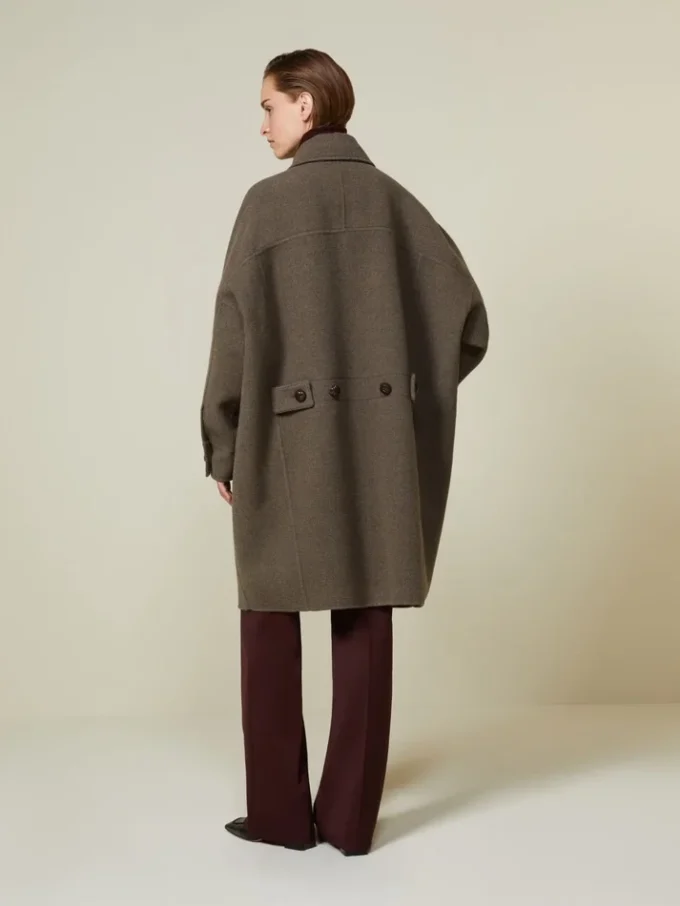 Manteau oversize en laine double, couleur tourterelle