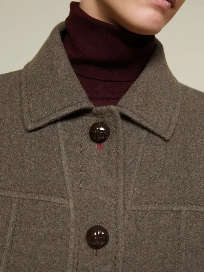 Manteau oversize en laine double, couleur tourterelle