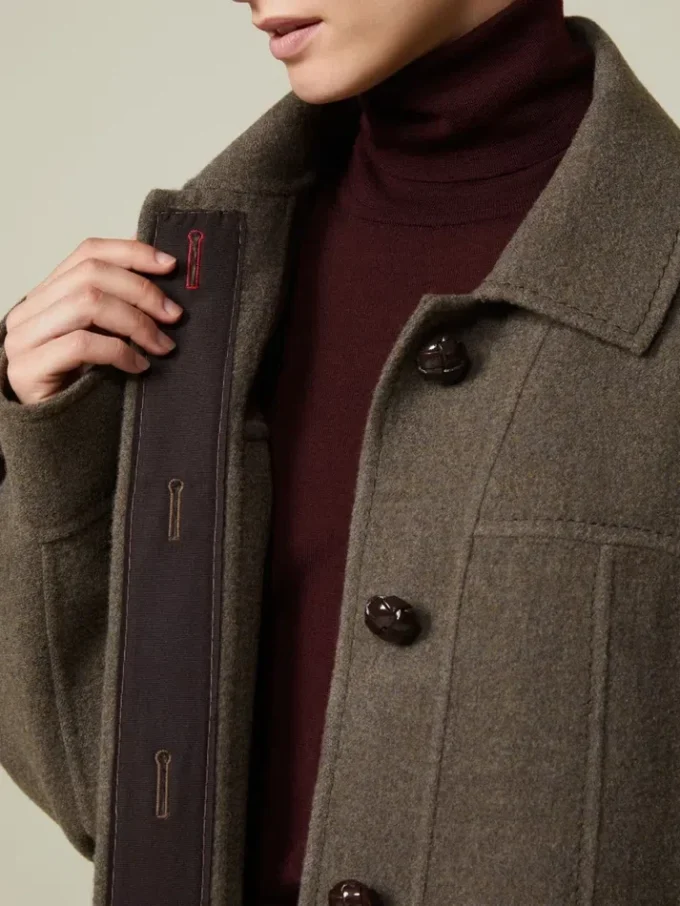 Manteau oversize en laine double, couleur tourterelle