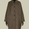 Manteau oversize en laine double, couleur tourterelle
