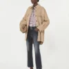 Manteau oversize en laine mélangée, couleur camel
