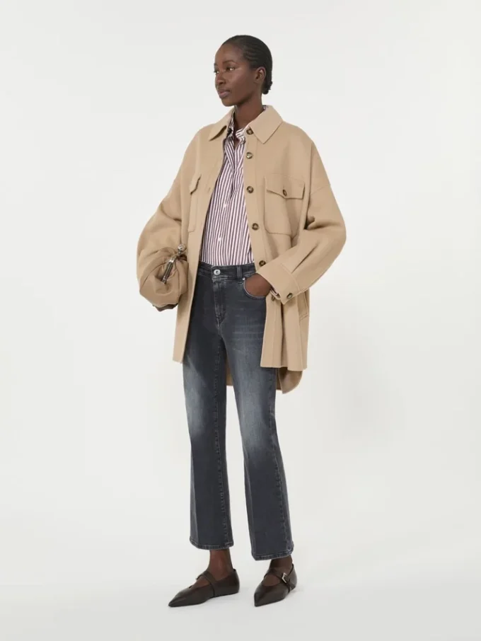 Manteau oversize en laine mélangée, couleur camel