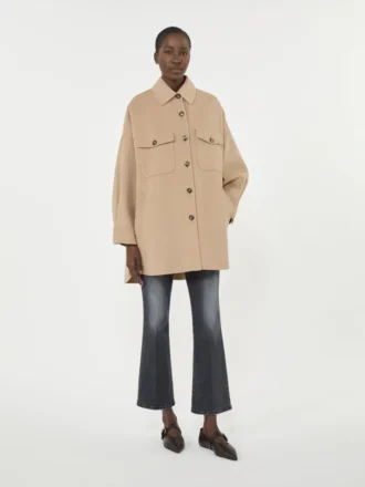 Manteau oversize en laine mélangée, couleur camel