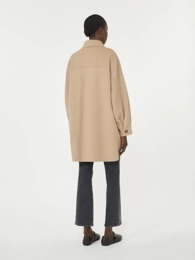 Manteau oversize en laine mélangée, couleur camel