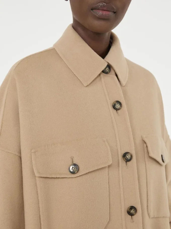 Manteau oversize en laine mélangée, couleur camel