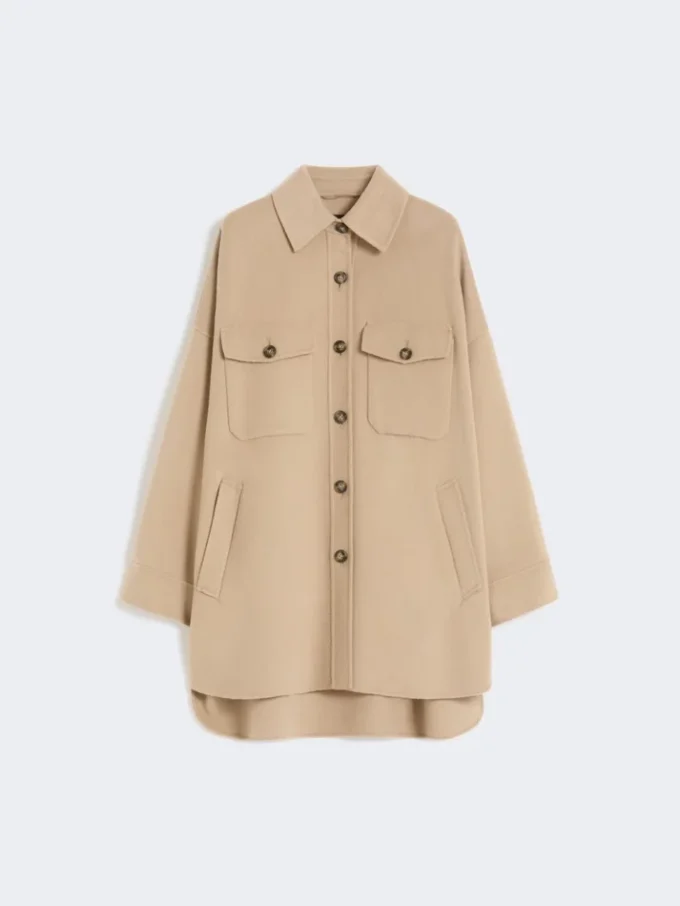 Manteau oversize en laine mélangée, couleur camel