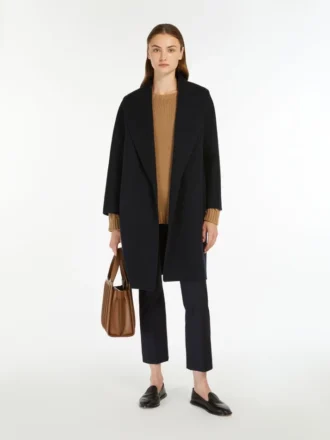 Manteau-peignoir en laine Double Face, bleu nuit