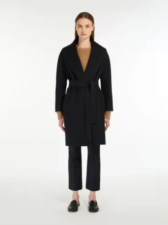Manteau-peignoir en laine Double Face, bleu nuit