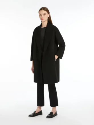 Manteau-peignoir en laine Double Face, noir