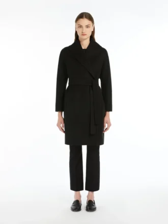 Manteau-peignoir en laine Double Face, noir