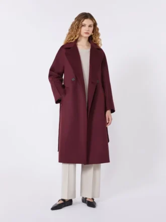 Manteau-robe en laine, bordeaux