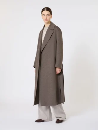 Manteau-robe en laine, couleur boue