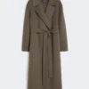 Manteau-robe en laine, couleur boue