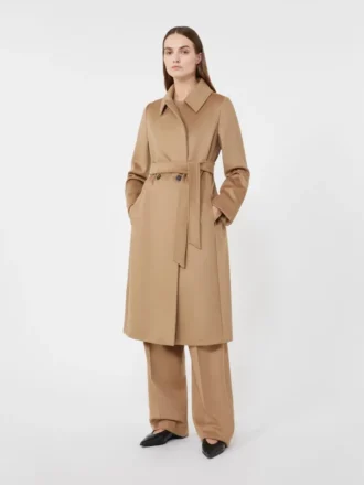 Manteau-robe en laine, couleur camel