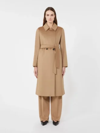 Manteau-robe en laine, couleur camel