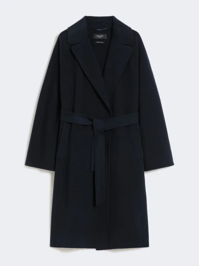 Manteau-robe en laine mélangée Double Face, bleu marine Manteau-robe en laine mélangée Double Face, bleu marine
