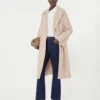 Manteau-robe en laine mélangée Double Face, couleur sable Manteau-robe en laine mélangée Double Face, couleur sable