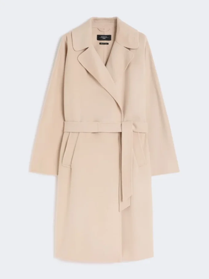 Manteau-robe en laine mélangée Double Face, couleur sable Manteau-robe en laine mélangée Double Face, couleur sable