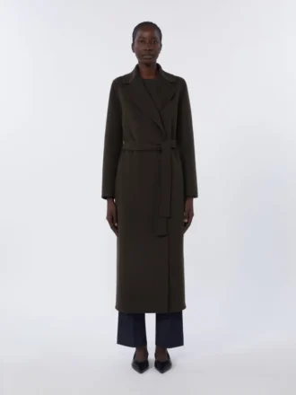 Manteau-robe en laine, vert foncé