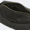 Micro-sac à main en cuir peu brillant, noir