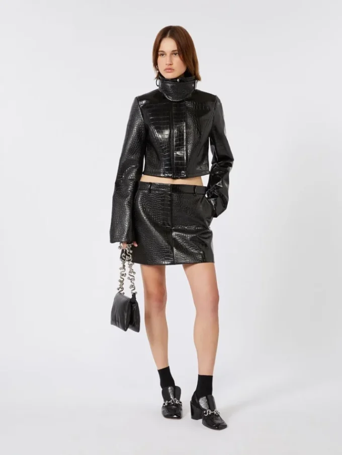 Mini-sac Soffy en cuir nappa matelassé, noir