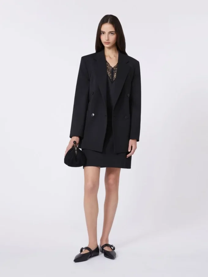 Mini-jupe en gabardine stretch, noire Mini-jupe en gabardine stretch, noire