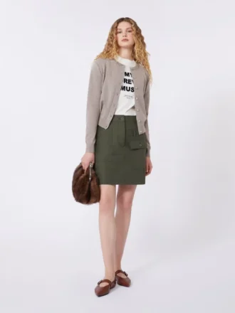 Mini-jupe en toile déperlante, kaki