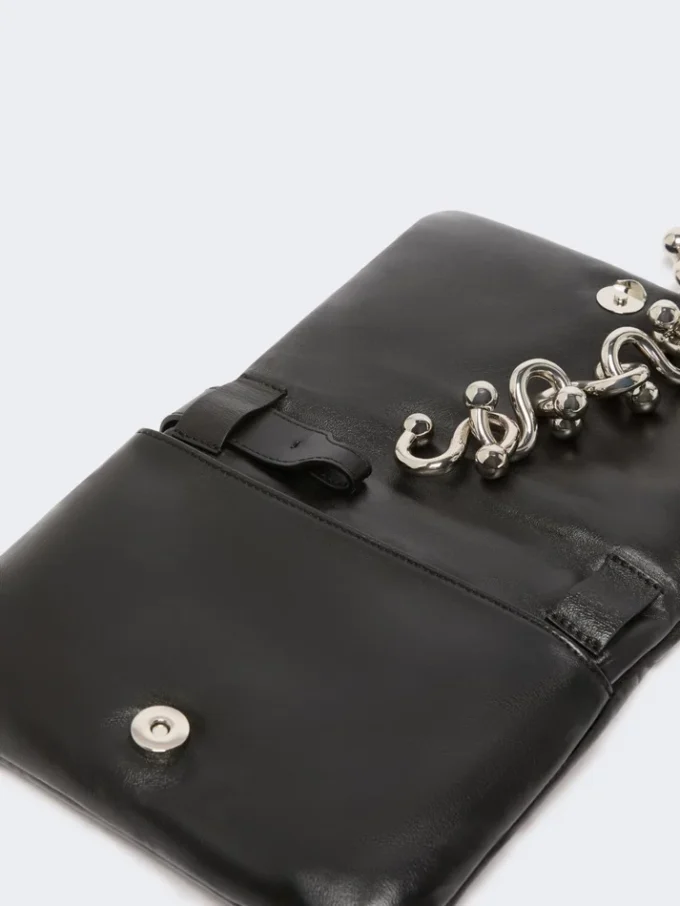 Mini-sac Soffy en cuir nappa matelassé, noir