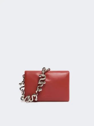 Mini-sac Soffy en cuir nappa matelassé, rouge brique