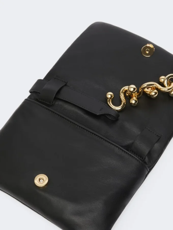 Mini sac Soffy en cuir nappa rembourré, noir