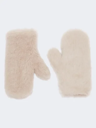 Mitaines en alpaga et laine teddy, beige