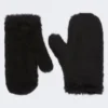 Mitaines en alpaga et laine teddy, noires Mitaines en alpaga et laine teddy, noires