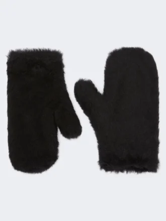 Mitaines en alpaga et laine teddy, noires