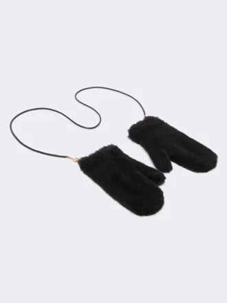 Mitaines en alpaga et laine teddy, noires