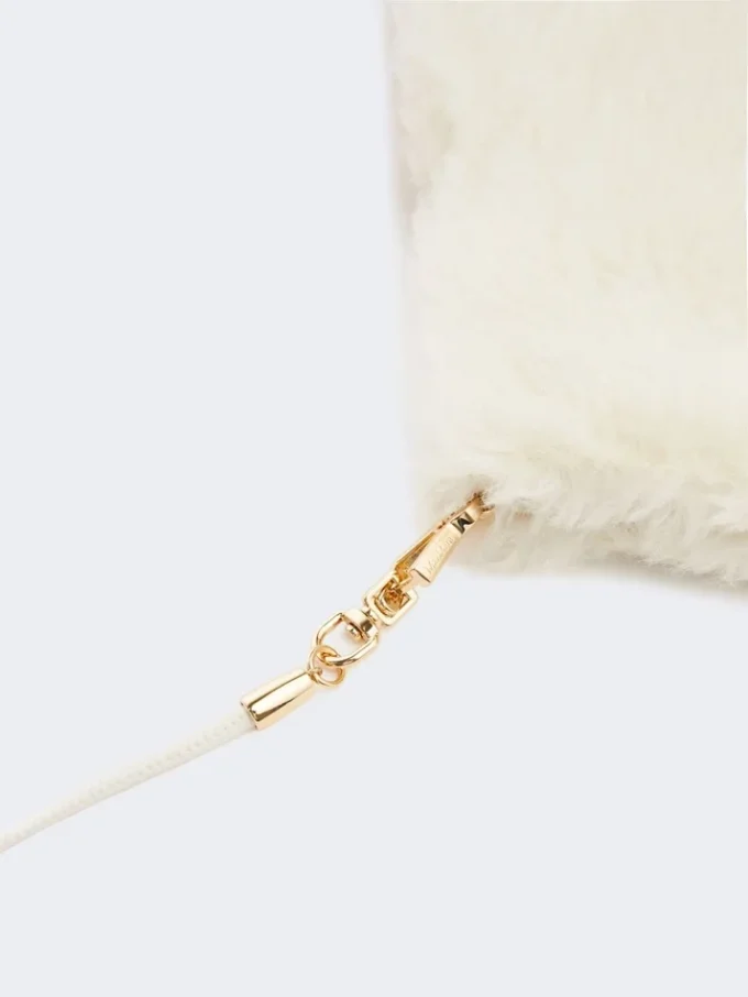 Mitaines en tissu alpaga et laine teddy, blanc optique