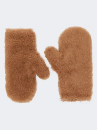 Mitaines en tissu Teddy, couleur camel