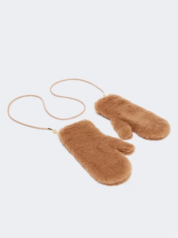 Mitaines en tissu Teddy, couleur camel Mitaines en tissu Teddy, couleur camel