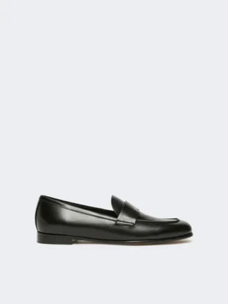 Mocassins en cuir semi-brillant, noir