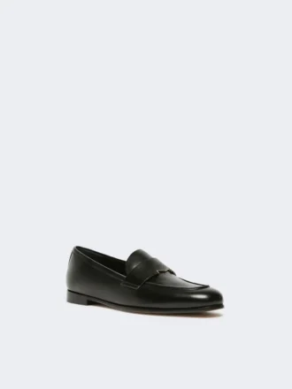Mocassins en cuir semi-brillant, noir