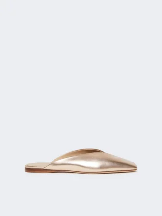 Mules en cuir nappa laminé, rose