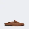 Mules en toile effet raphia, brun ambré Mules en toile effet raphia, brun ambré