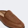 Mules en toile effet raphia, brun ambré Mules en toile effet raphia, brun ambré