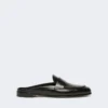 Mules mocassins en cuir lisse, noir Mules mocassins en cuir lisse, noir